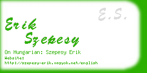 erik szepesy business card